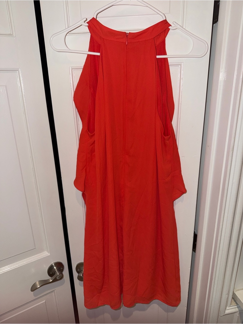 Sleeveless Red Midi Dress with Halter Neck